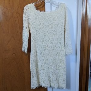 Diane Von Furstenberg Long Sleeve lace white dress